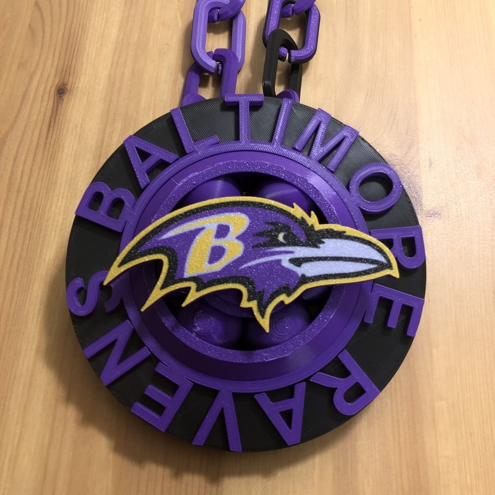 Baltimore Ravens 3D Printed Spinning Fan Chain Purple Black Football NFL